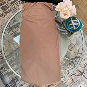 Fashion Nova Ribbed Midi Dress - Beige/Tan Size Large